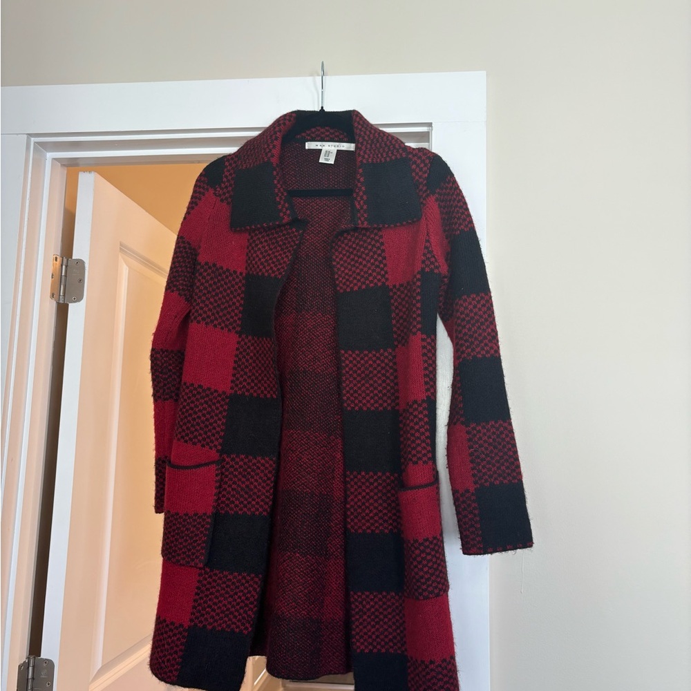 Red and Black Plaid Coat